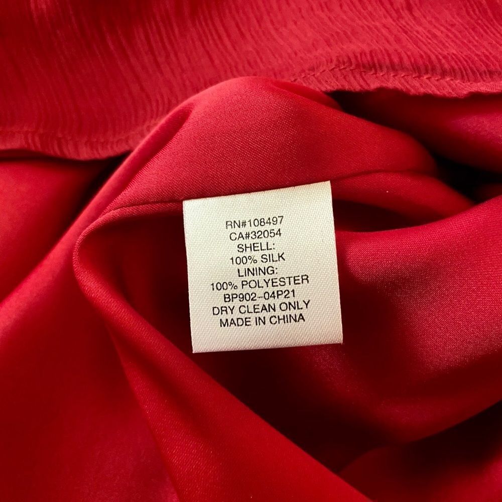 Burlapp Sz 4 💯 Silk Rosette Limed Red Dress - Picture 4 of 13